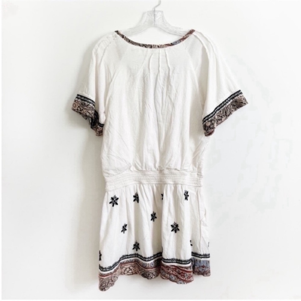 Free People Meet Me in Marfa dress white embroidered pleated boho stretch mini - Picture 12 of 12